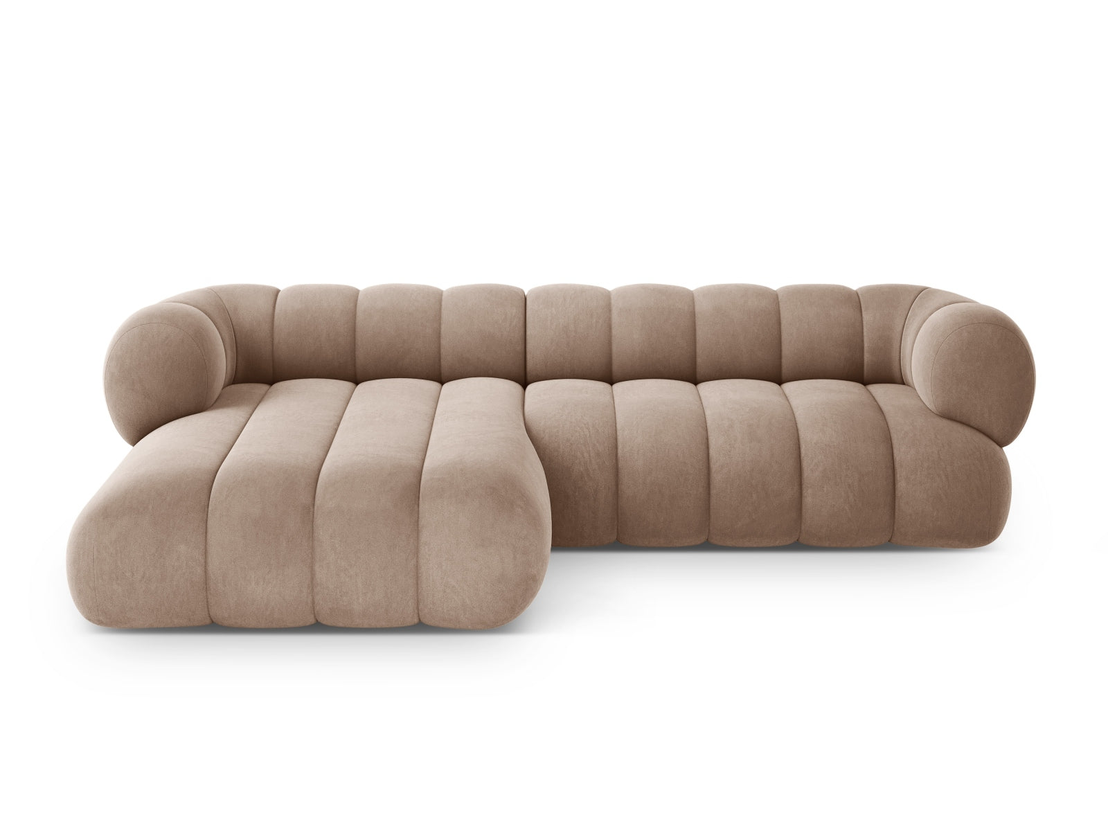Koge — nurgadiivan (270x165x70 cm) tume beež (Vogue 3) must plastik vasak