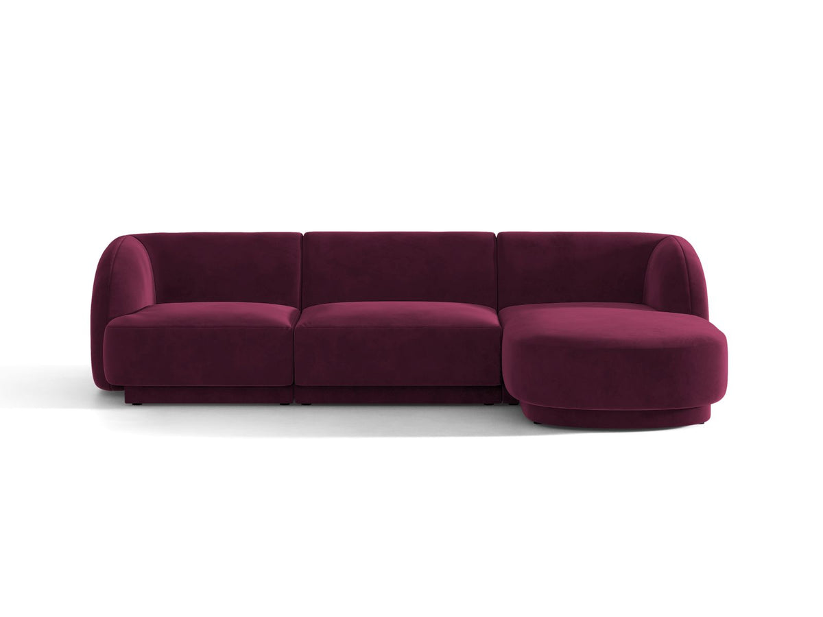 Miley — Corner Sofa Burgundy (Venus 2932) Black Plastic Right