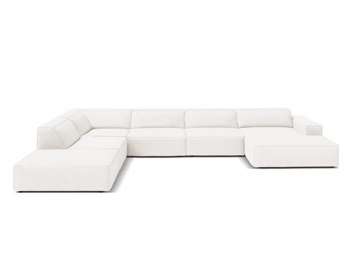 Jodie — Panoramic Sofa White (Baloo 2073) Black Plastic Left