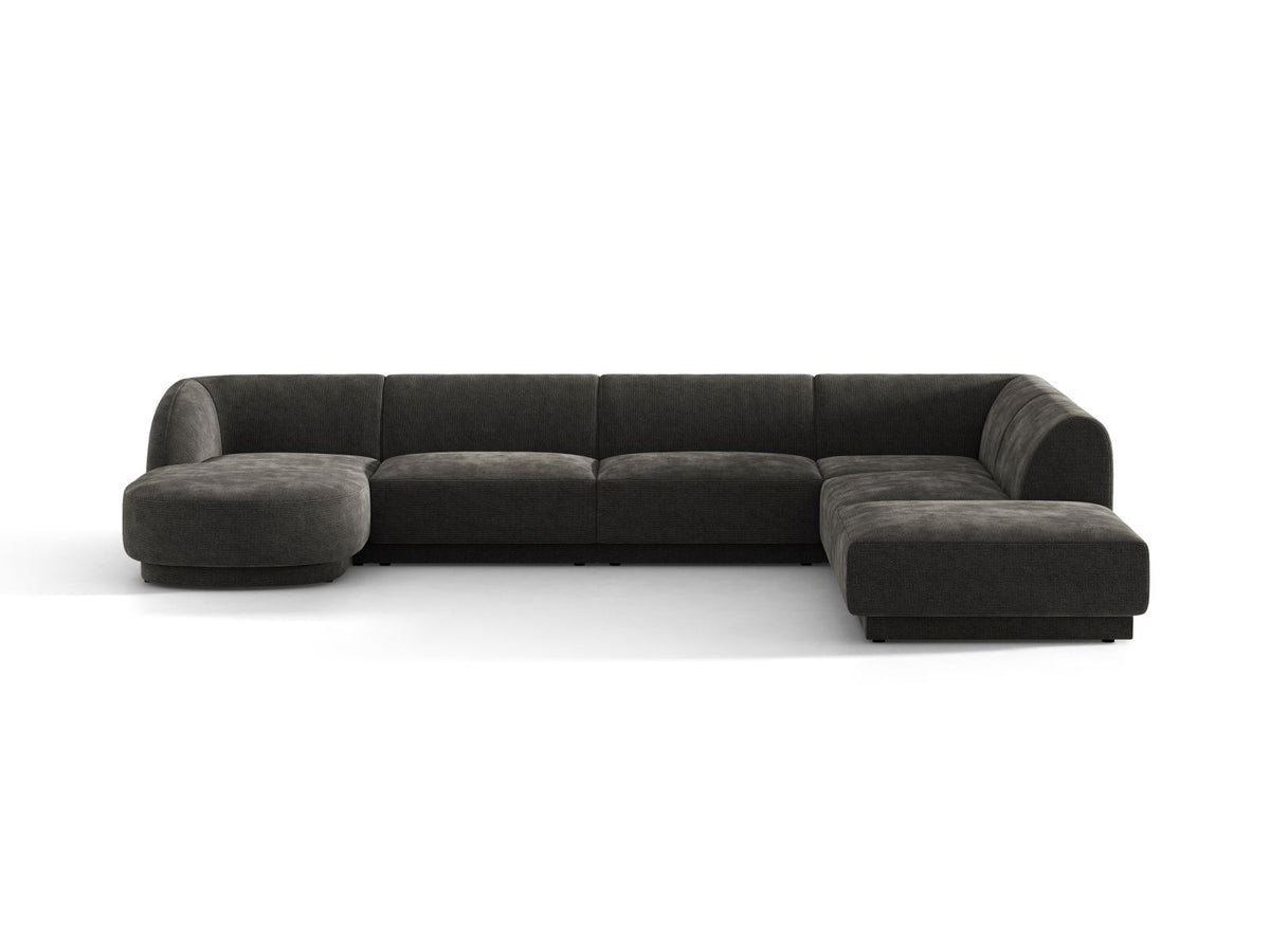 Miley — Panoramic Sofa Dark Grey (Eden 20 Graphite) Black Plastic Right