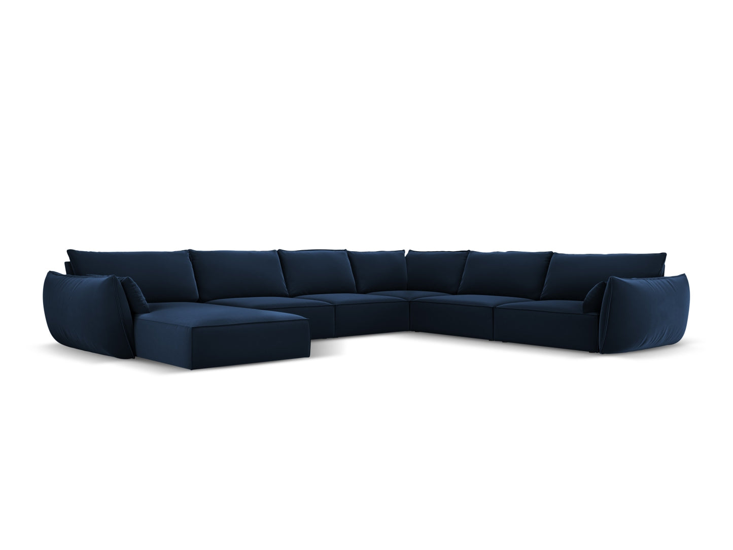 Kaelle — Panoramic Sofa Royal Blue (Bluvel 86) Black Plastic Right