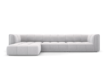 Moritz — Corner Sofa Silver (Bluvel 03) Black Plastic Left