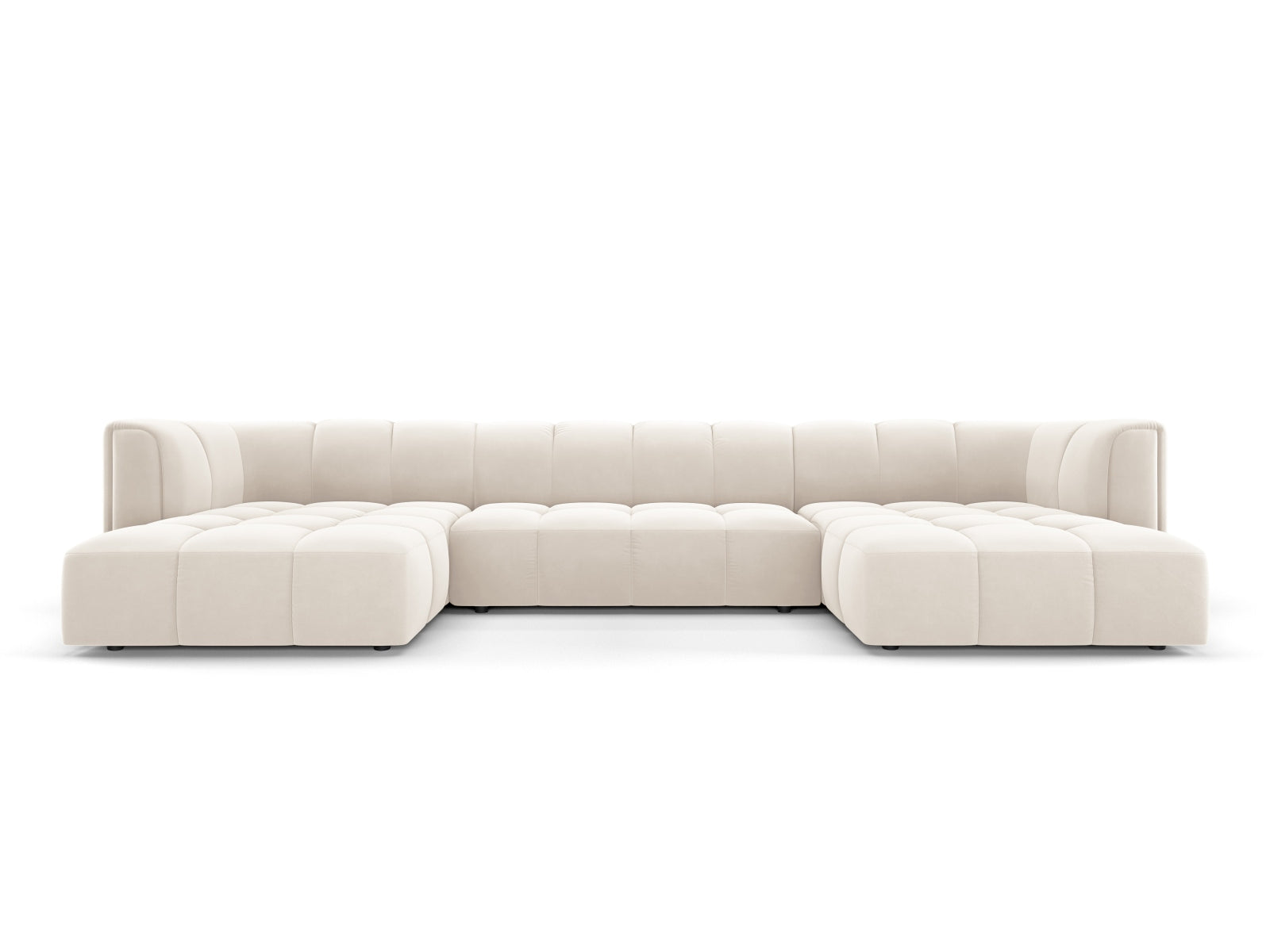 Moritz — Panoramic Sofa Light Beige (Bluvel 22) Black Plastic