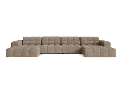 Jennifer — Panoramic Sofa Dark Beige (Eden 4 Beige) Black Plastic