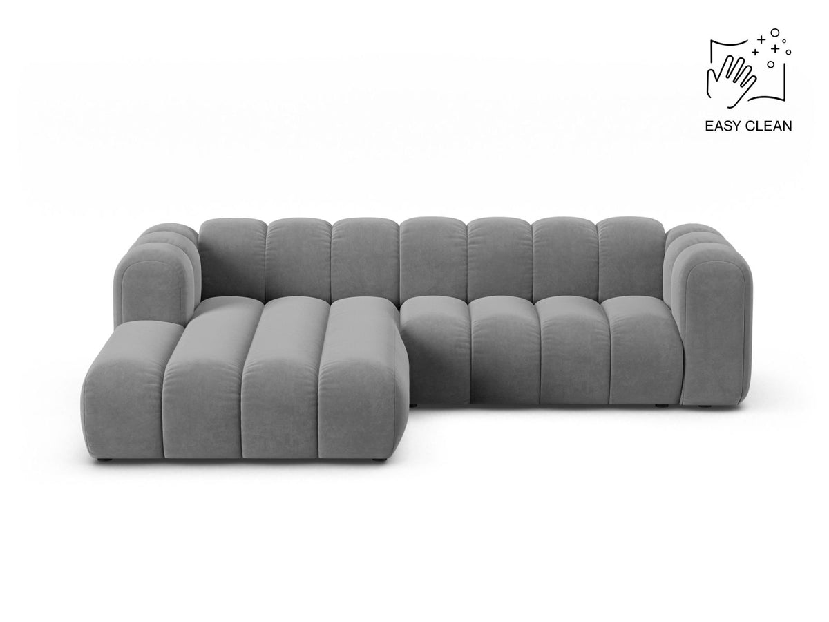 Lupine — Corner Sofa Light Grey (Venus 2929) Black Plastic Left