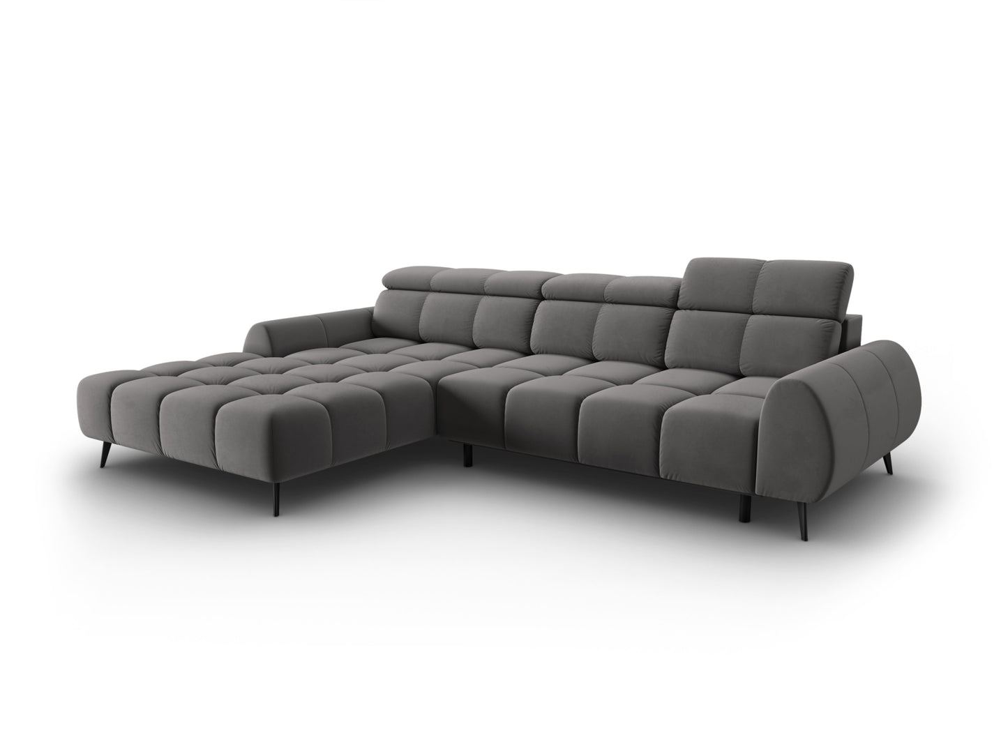 Alyse — Corner Sofa Light Grey (Bluvel 13) Black Metal Left