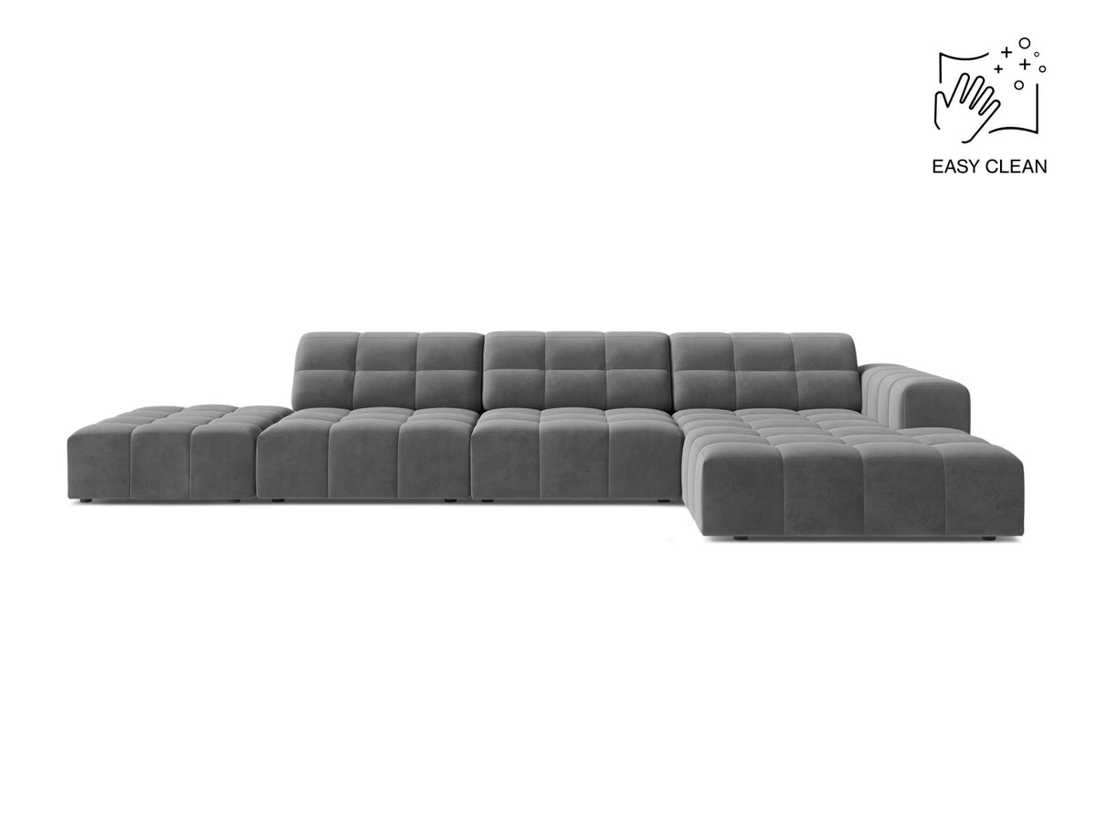 Jennifer — Corner Sofa Light Grey (Venus 2929) Black Plastic Right