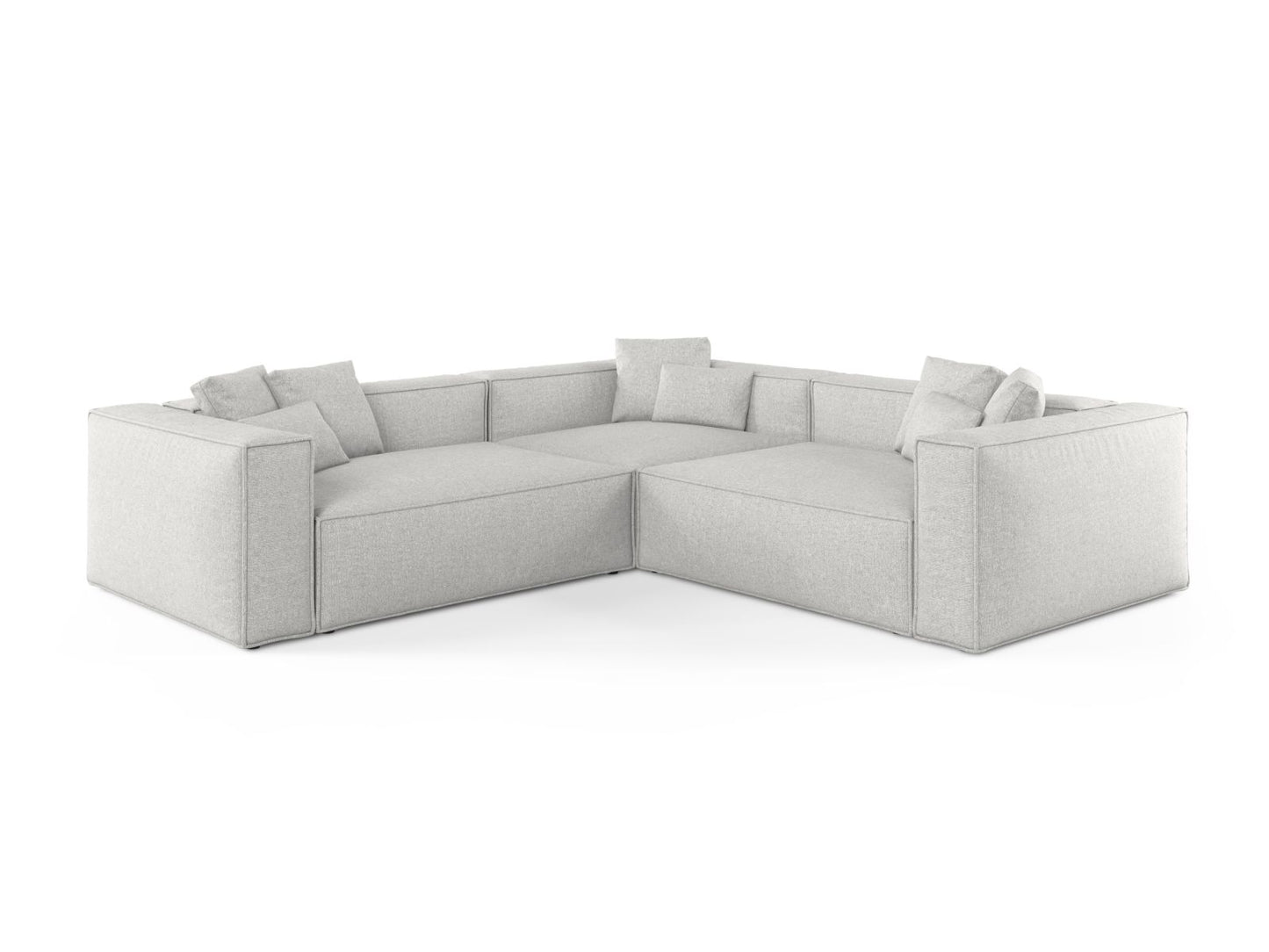 Aveiro — Corner Sofa Silver (Eden 17 Silver) Black Plastic