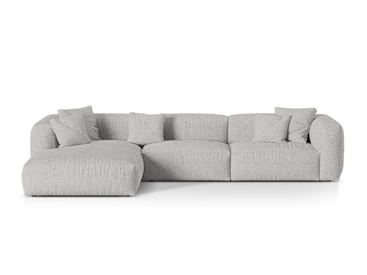 Martina — Corner Sofa Silver (Monet Silver) Black Plastic Left