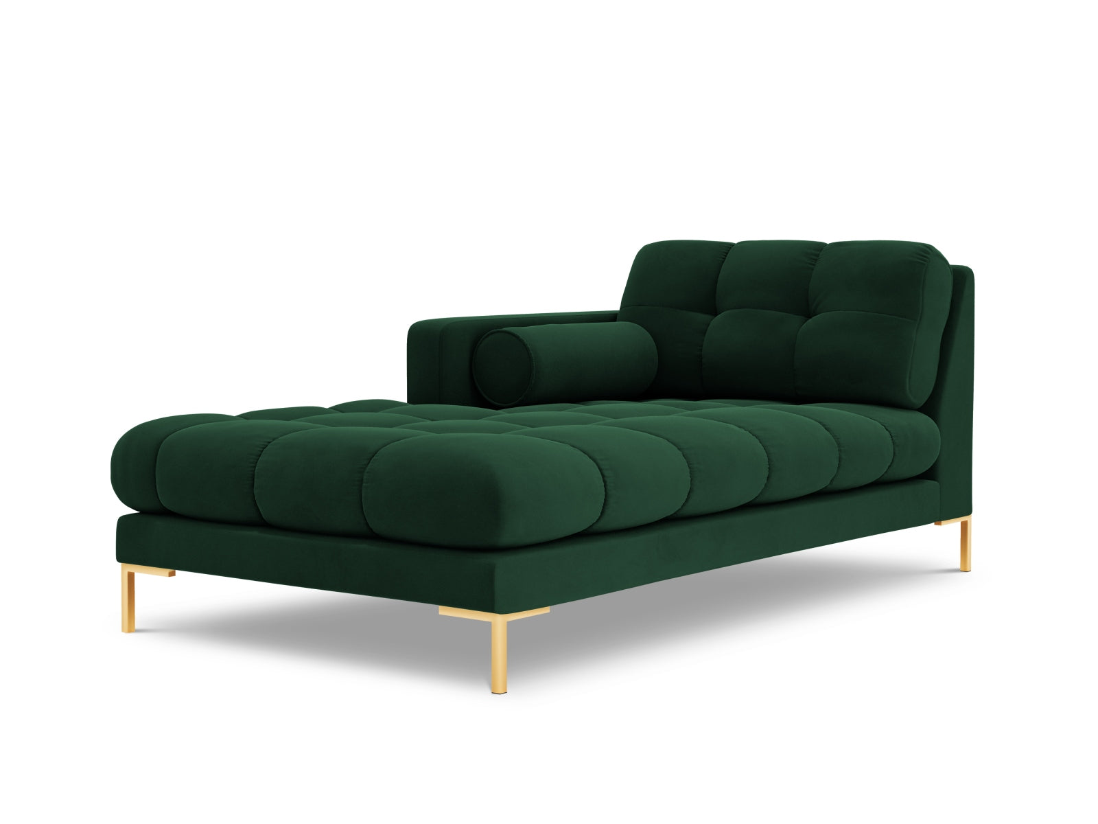 Bali — Chaise Longue pudelroheline (Bluvel 78) kuldne metall vasak