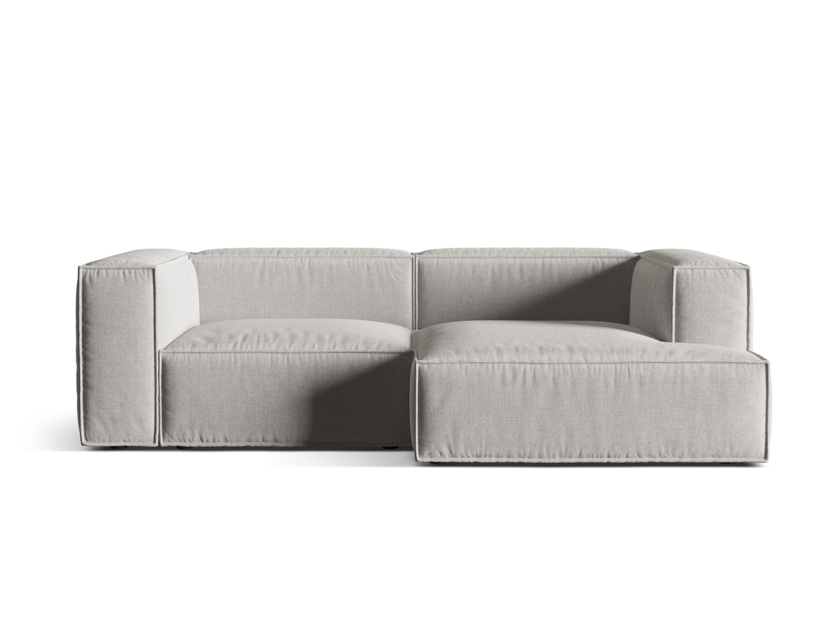 Nuria — Corner Sofa Light Grey (Liberty 18) Black Plastic Right