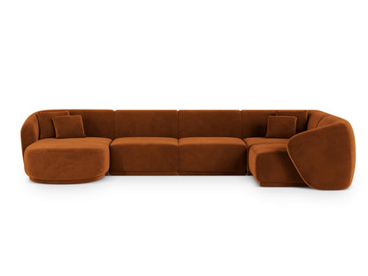 Gomera — Panoramic Corner Sofa Terracotta (Salvador 14) Black Plastic Right
