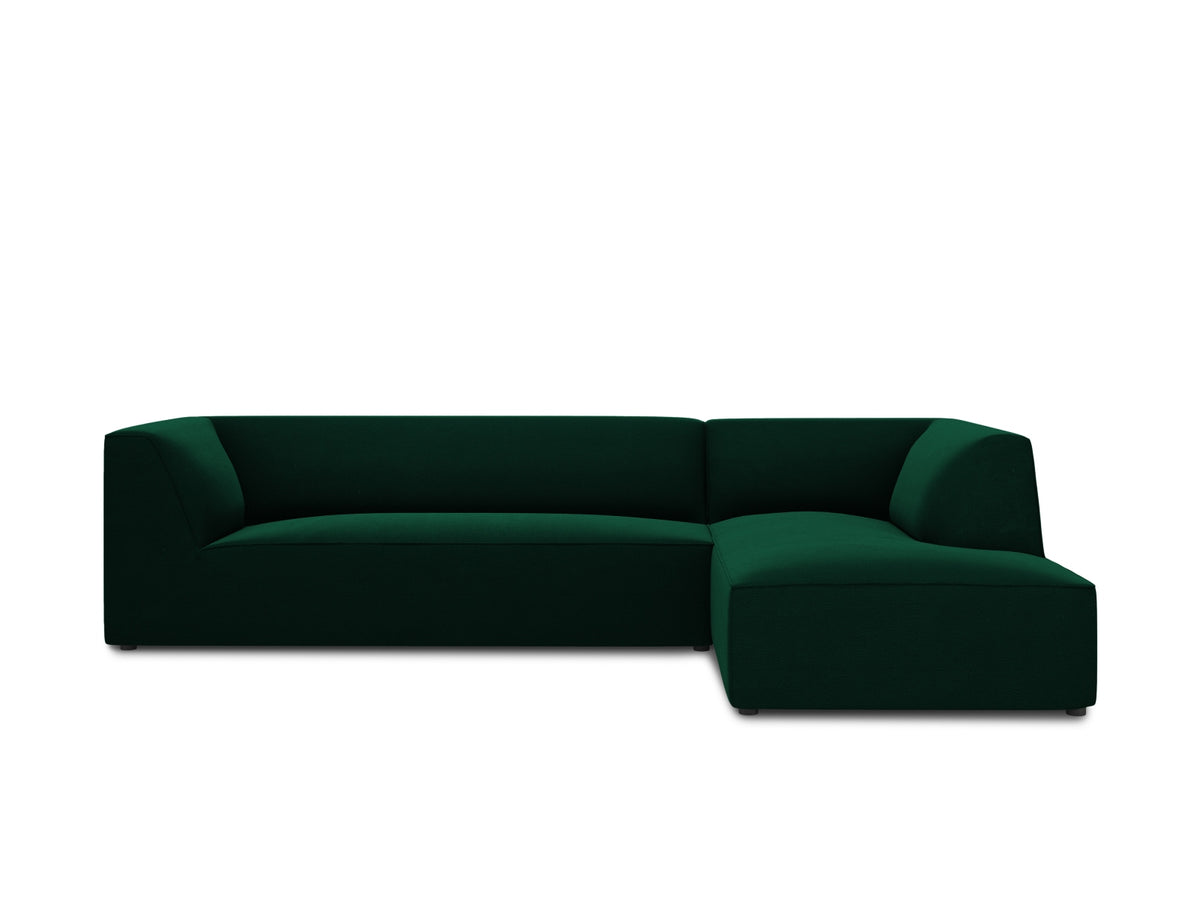 Ruby — Corner Sofa Bottle Green (Salvador 7) Black Plastic Right