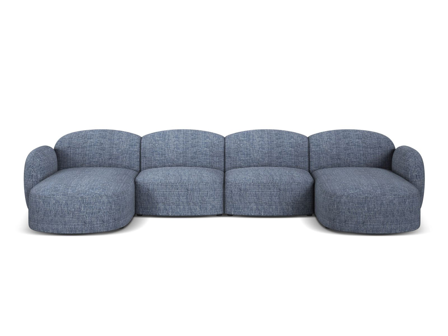 Blair — Panoramic Sofa Blue Melange (Baltimore Marine) Black Plastic