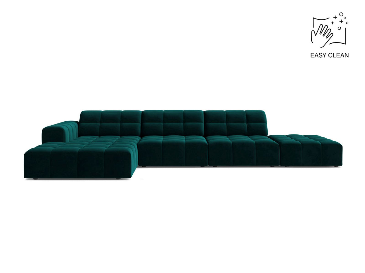 Jennifer — Corner Sofa Deep Petrol (Venus 2911) Black Plastic Left