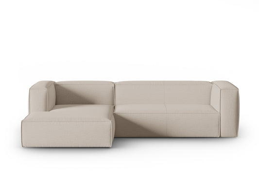 Mackay — Corner Sofa Beige (Bubble 2) Black Plastic Left