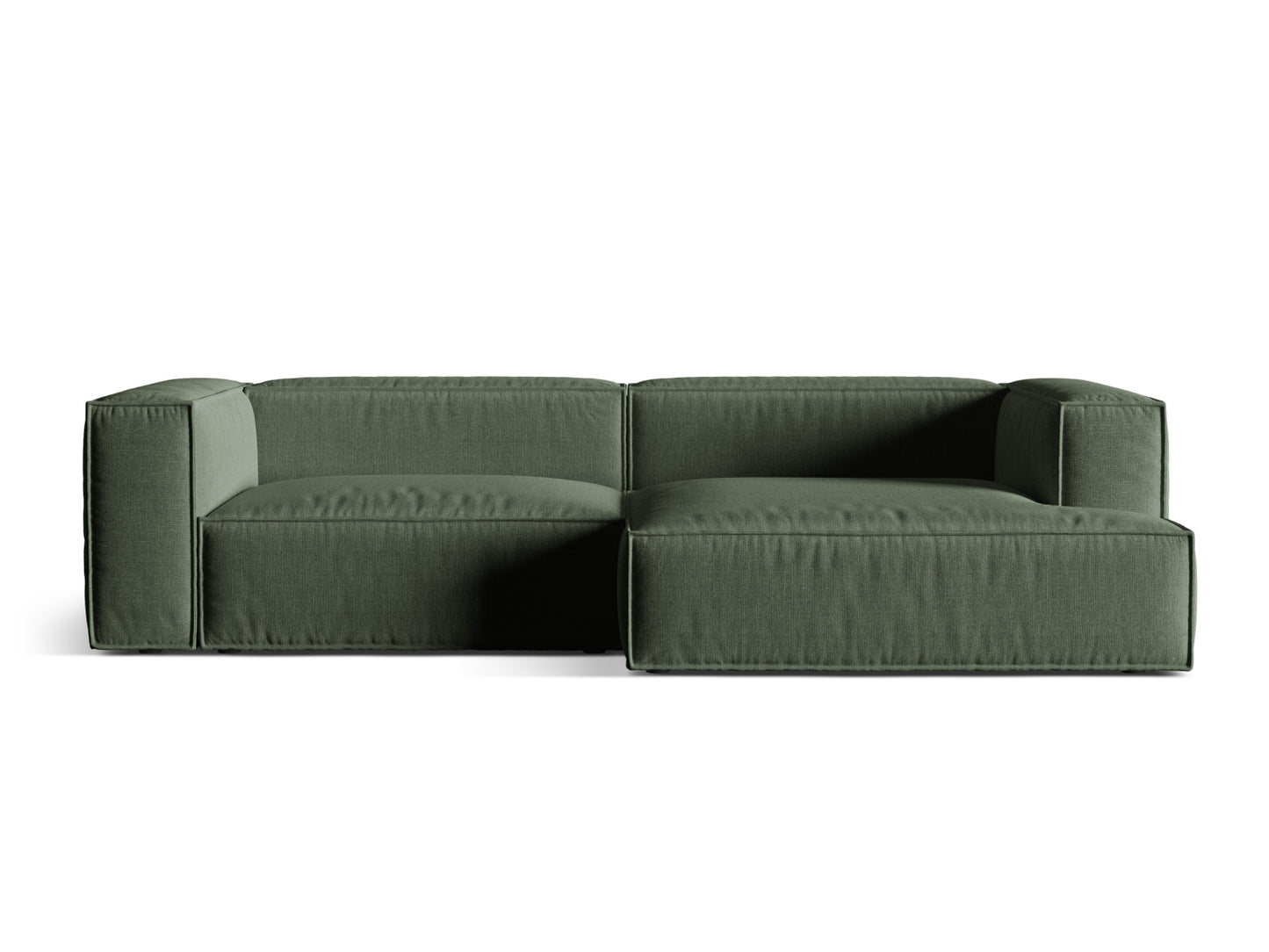 Nuria — Corner Sofa Moss Green (Liberty 12) Black Plastic