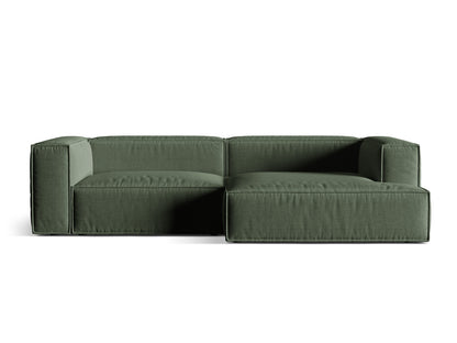 Nuria — Corner Sofa Moss Green (Liberty 12) Black Plastic