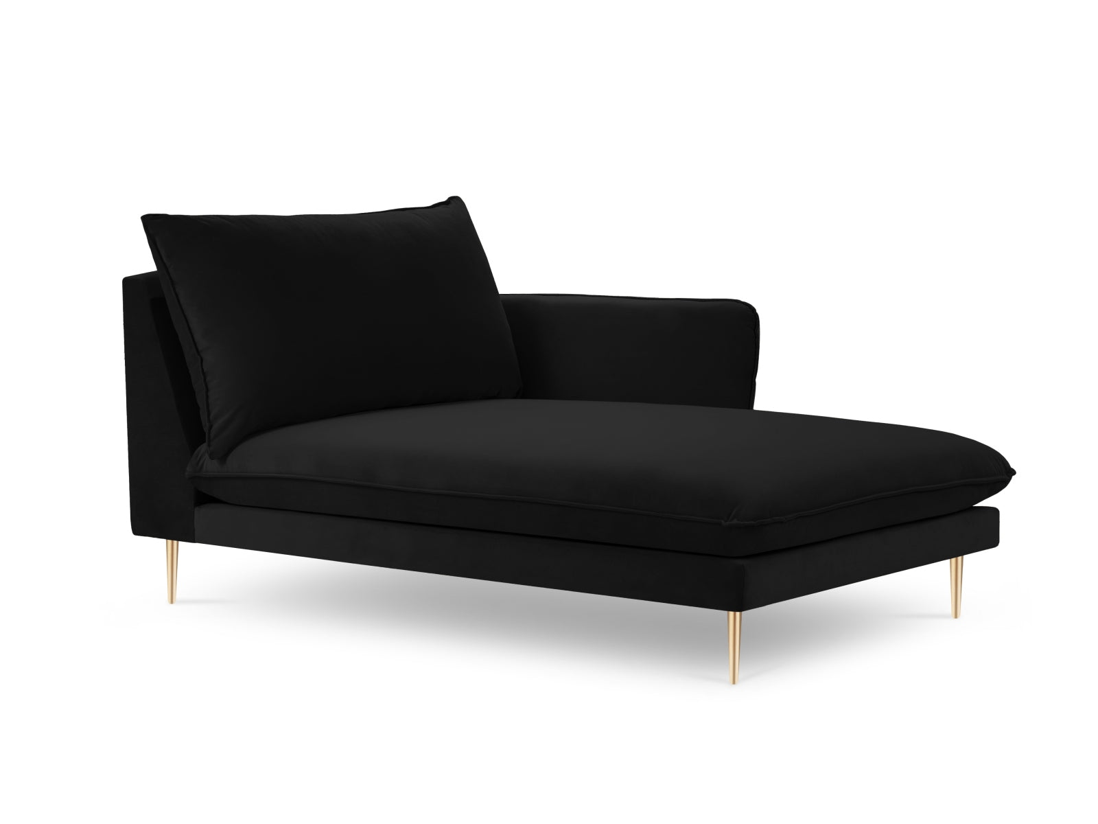 Vienna — Chaise Longue Black (Bluvel 19) Gold Metal Right
