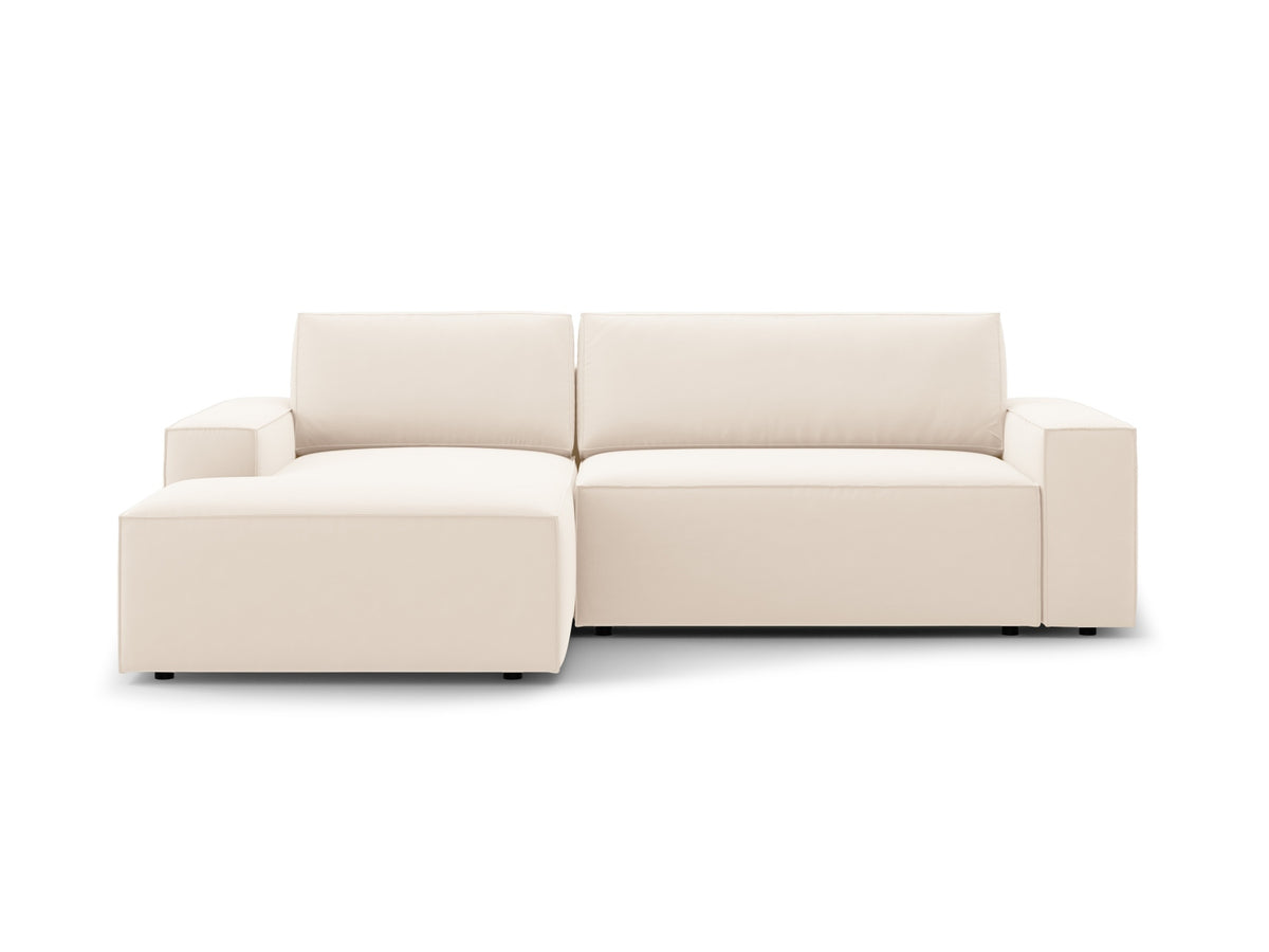 Jodie — Corner Sofa Light Beige (Bluvel 22) Black Plastic Left