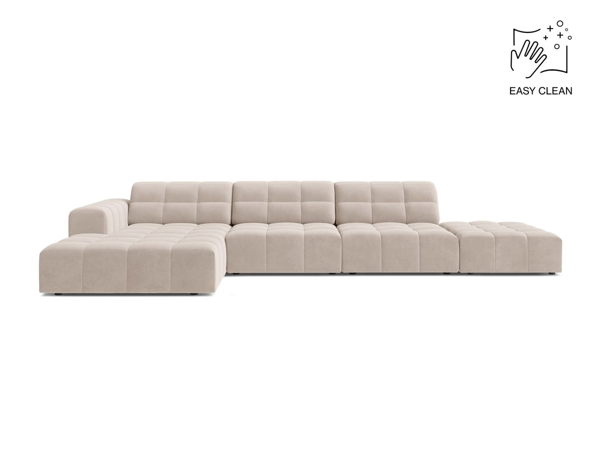 Jennifer — Corner Sofa Light Beige (Venus 2927) Black Plastic Left