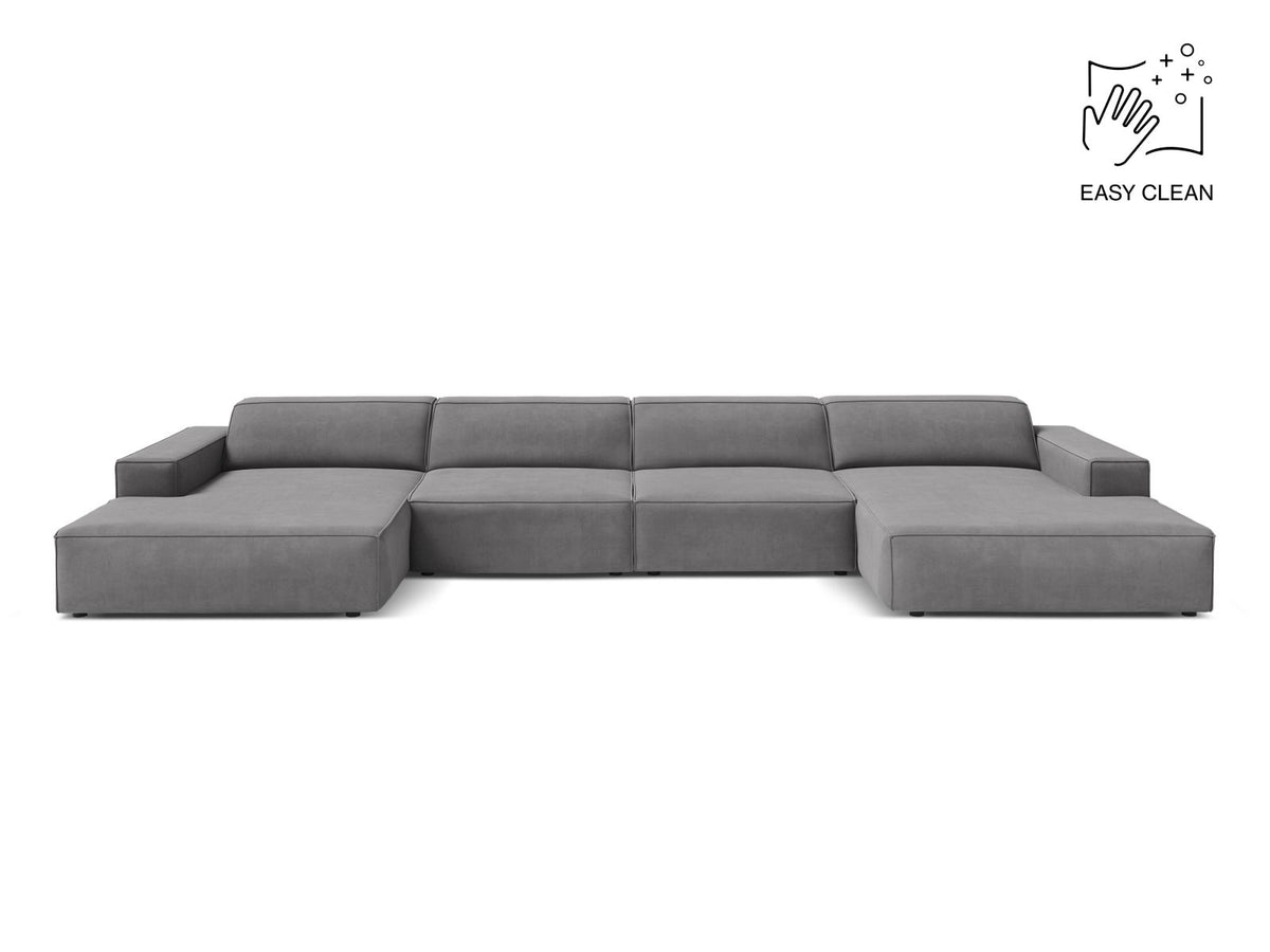 Jodie — Panoramic Sofa Light Grey (Venus 2929) Black Plastic
