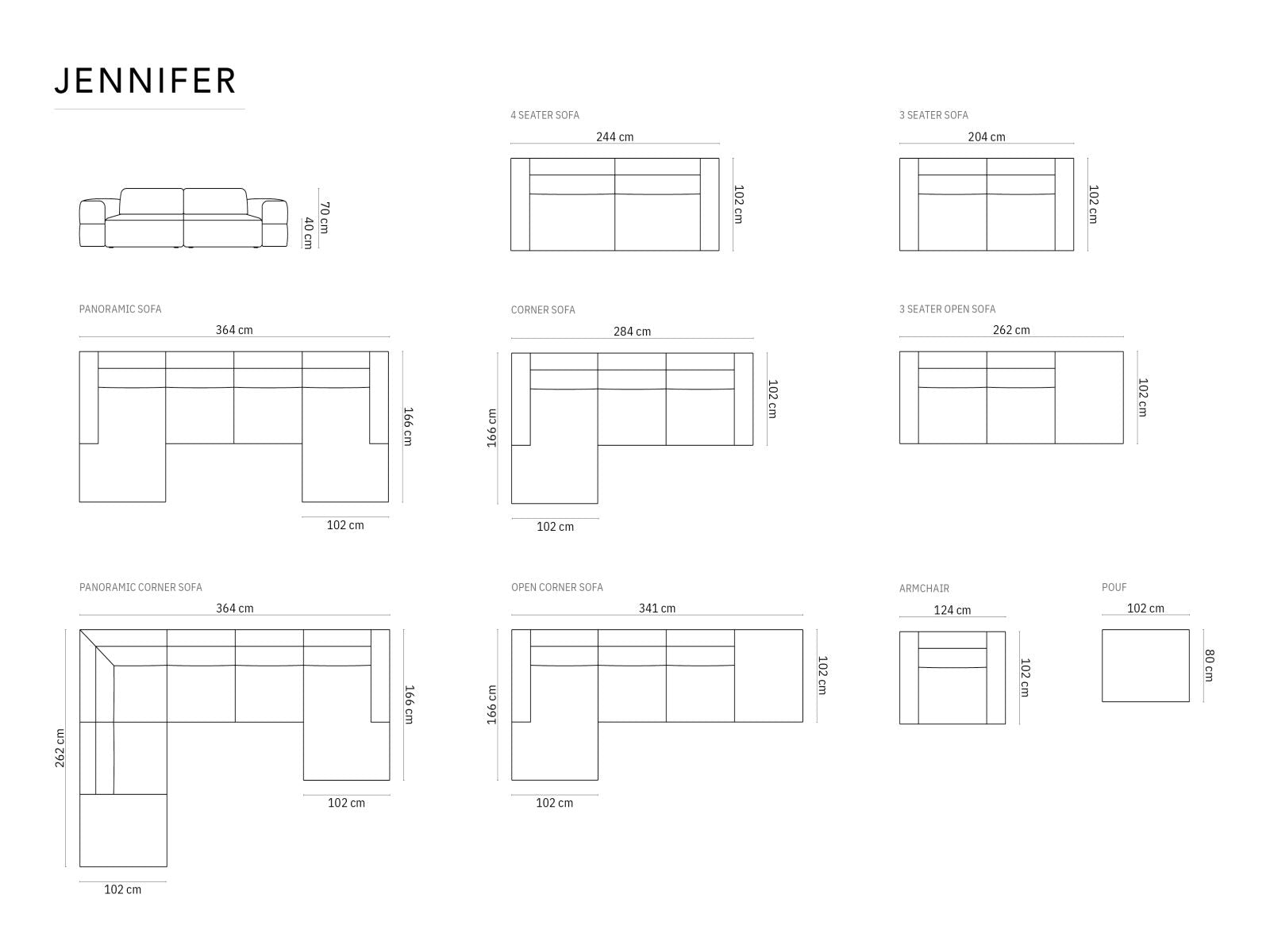 Jennifer — Corner Sofa (284.0x166.0x70.0 cm)