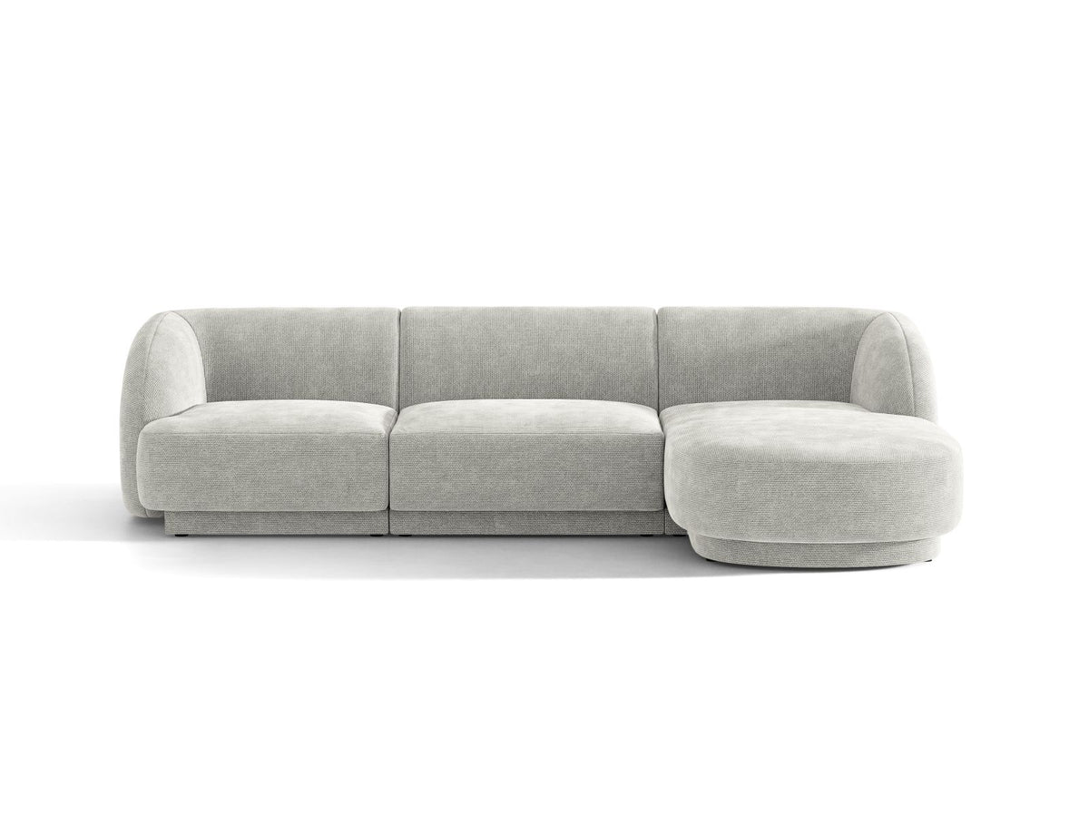 Miley — Corner Sofa Silver (Eden 17 Silver) Black Plastic Right