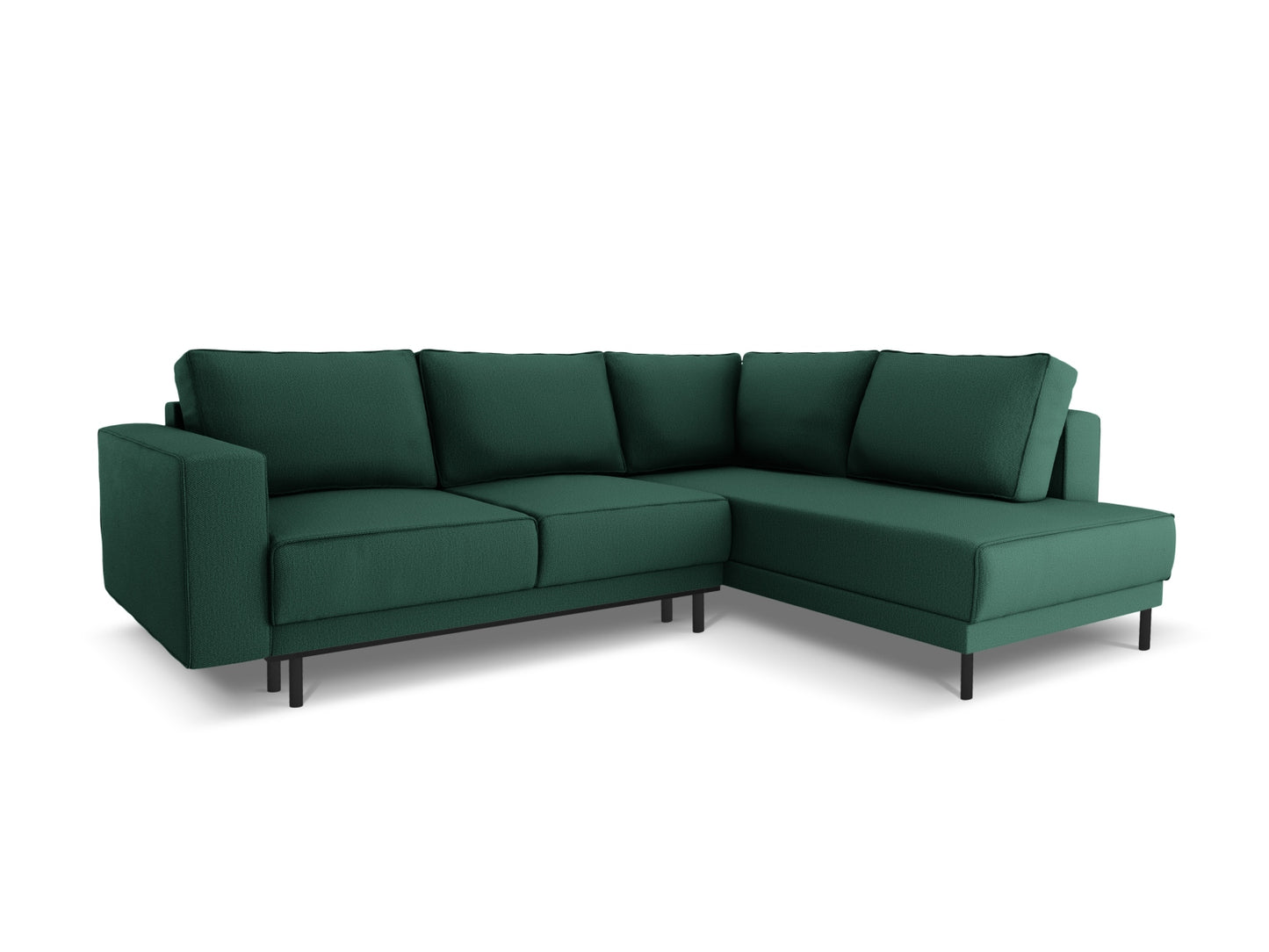 Caro — Corner Sofa Green (Megan 359) Black Beech Wood Right