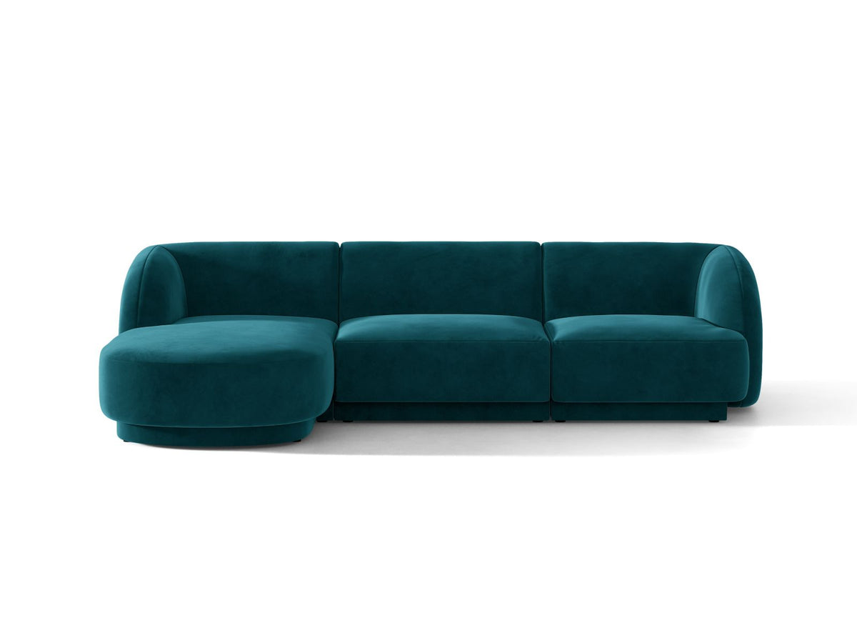Miley — Corner Sofa Deep Petrol (Venus 2911) Black Plastic Left