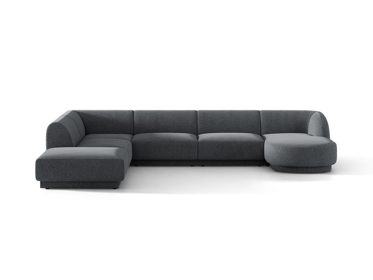 Miley — Panoramic Sofa Dark Grey (Baloo 2083) Black Plastic Left
