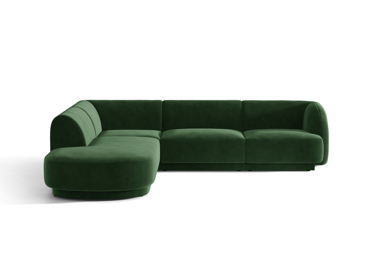 Miley — Corner Sofa Bottle Green (Venus 2940) Black Plastic Left