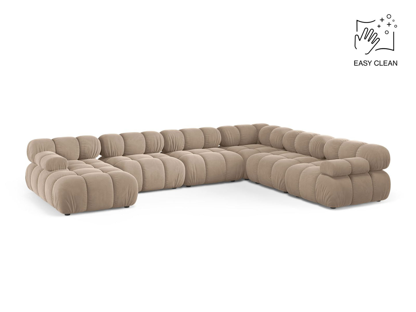 Bellis — Panoramic Sofa Beige (Venus 2928) Black Plastic Right