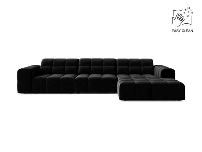 Jennifer — Corner Sofa Black (Venus 2923) Black Plastic Right