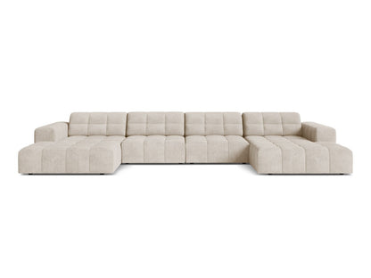Jennifer — Panoramic Sofa Light Beige (Eden 2 Pearl) Black Plastic