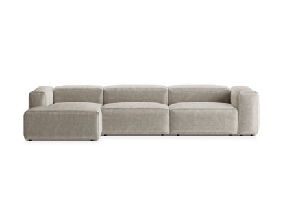 Bergamo — Corner Sofa Ivory (Perla 15) Black Plastic Left