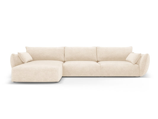 Matera — Corner Sofa Light Beige (Haga 23) Black Plastic Left