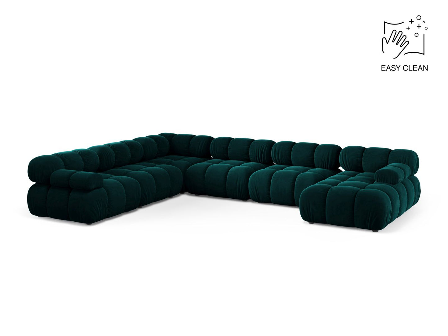 Bellis — Panoramic Sofa Deep Petrol (Venus 2911) Black Plastic Left