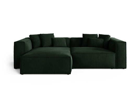 Aveiro — Corner Sofa Bottle Green (Casino Deep Green) Black Plastic Left