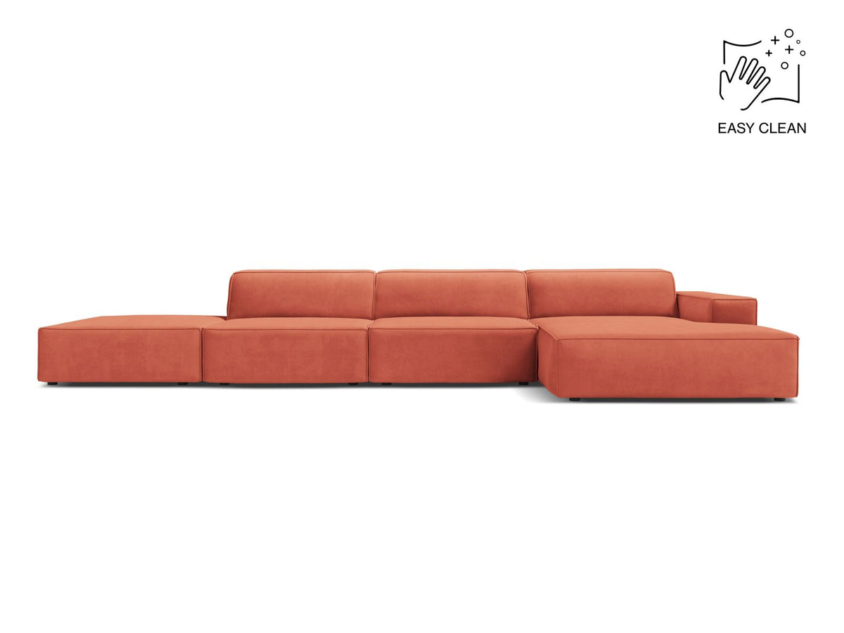 Jodie — Corner Sofa Coral (Venus 2933) Black Plastic Right