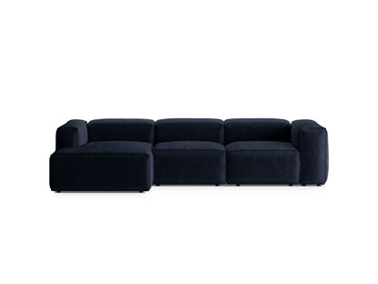 Bergamo — Corner Sofa Navy Blue (Perla 40) Black Plastic Left