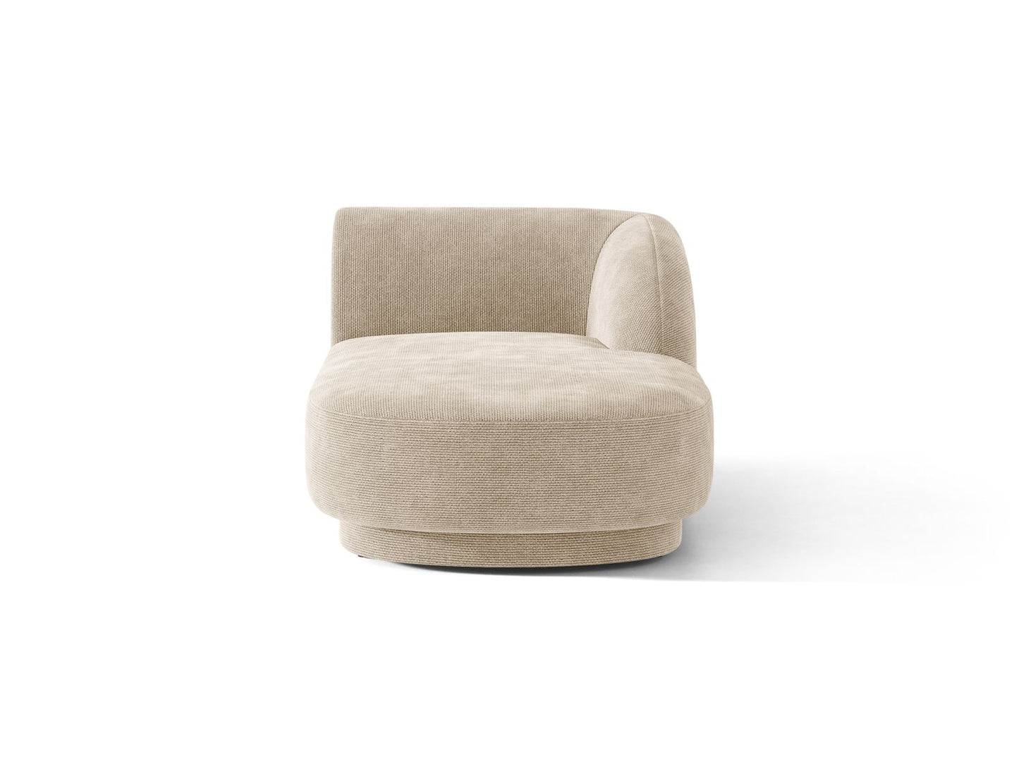 Miley — Chaise Longue Beige (Eden 3 Cream) Black Plastic Right