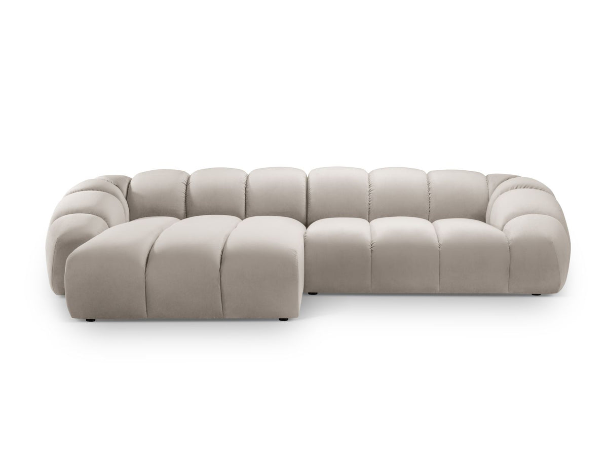 Diana — Corner Sofa Beige (Salvador 1) Black Plastic Left