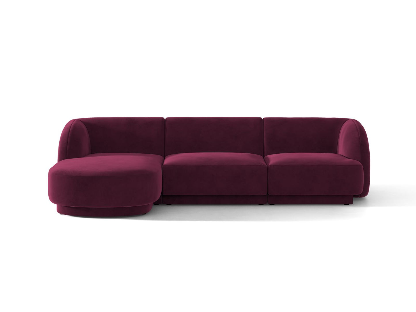 Miley — Corner Sofa Burgundy (Venus 2932) Black Plastic Left