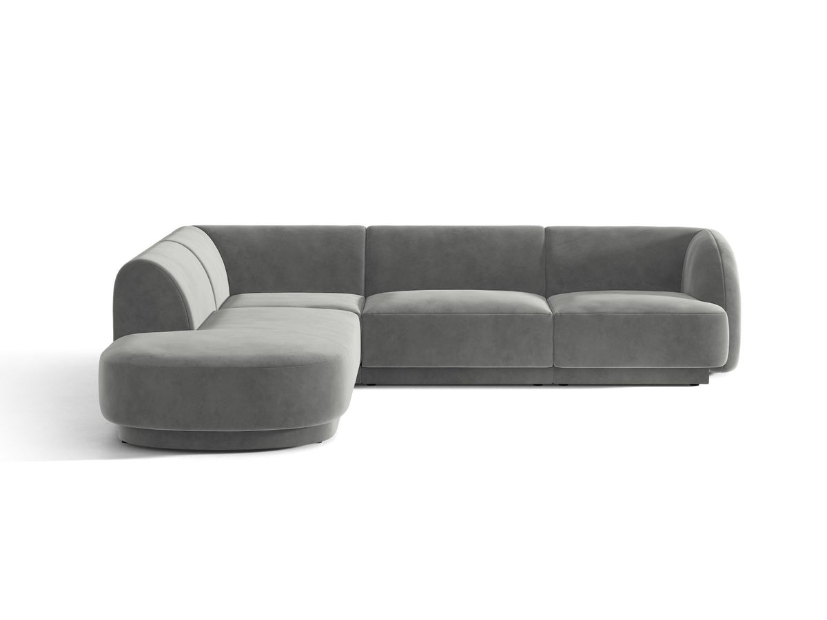 Miley — Corner Sofa Light Grey (Venus 2929) Black Plastic Left