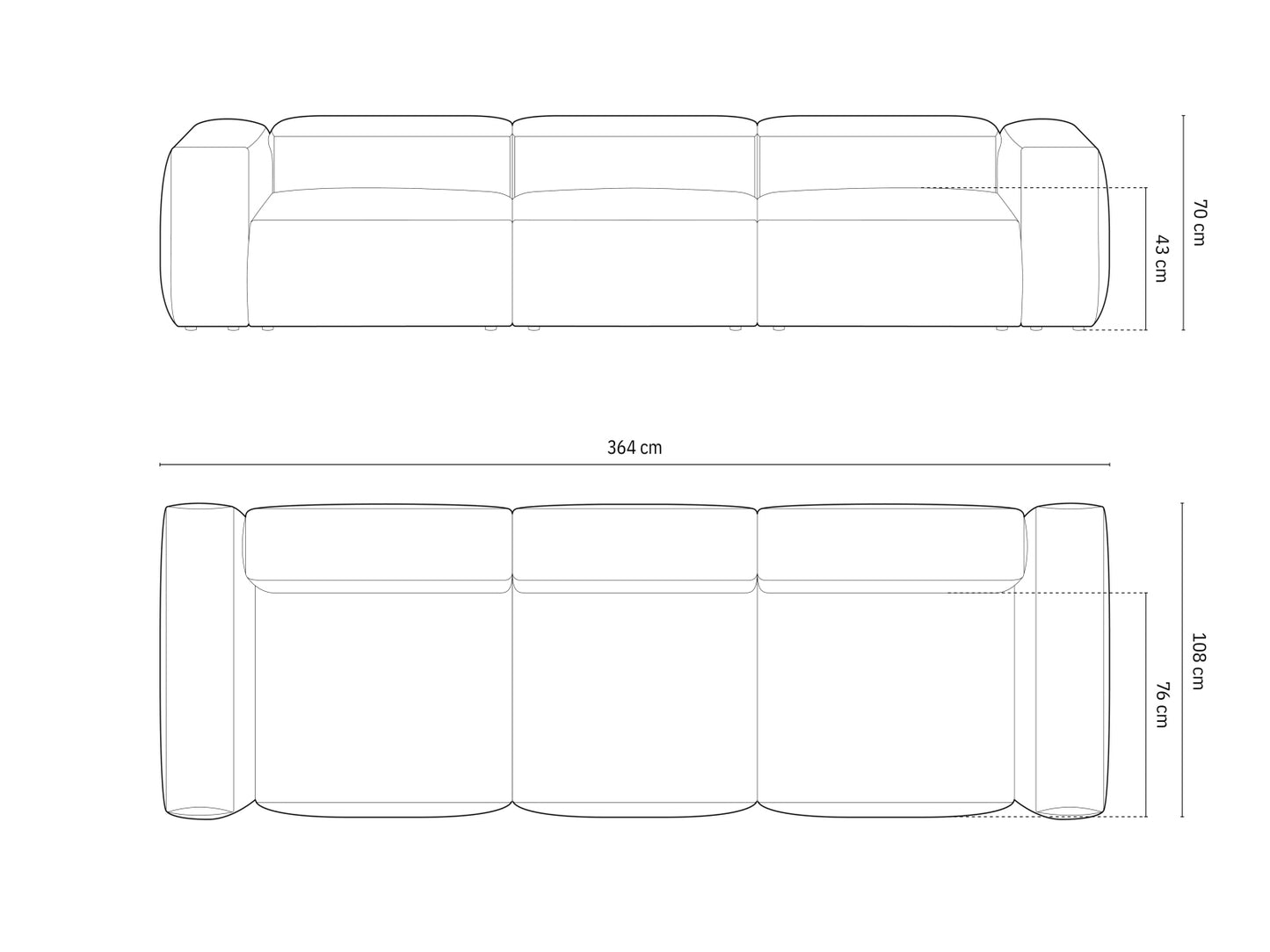 Bergamo — Sofa (364x108x70 cm)
