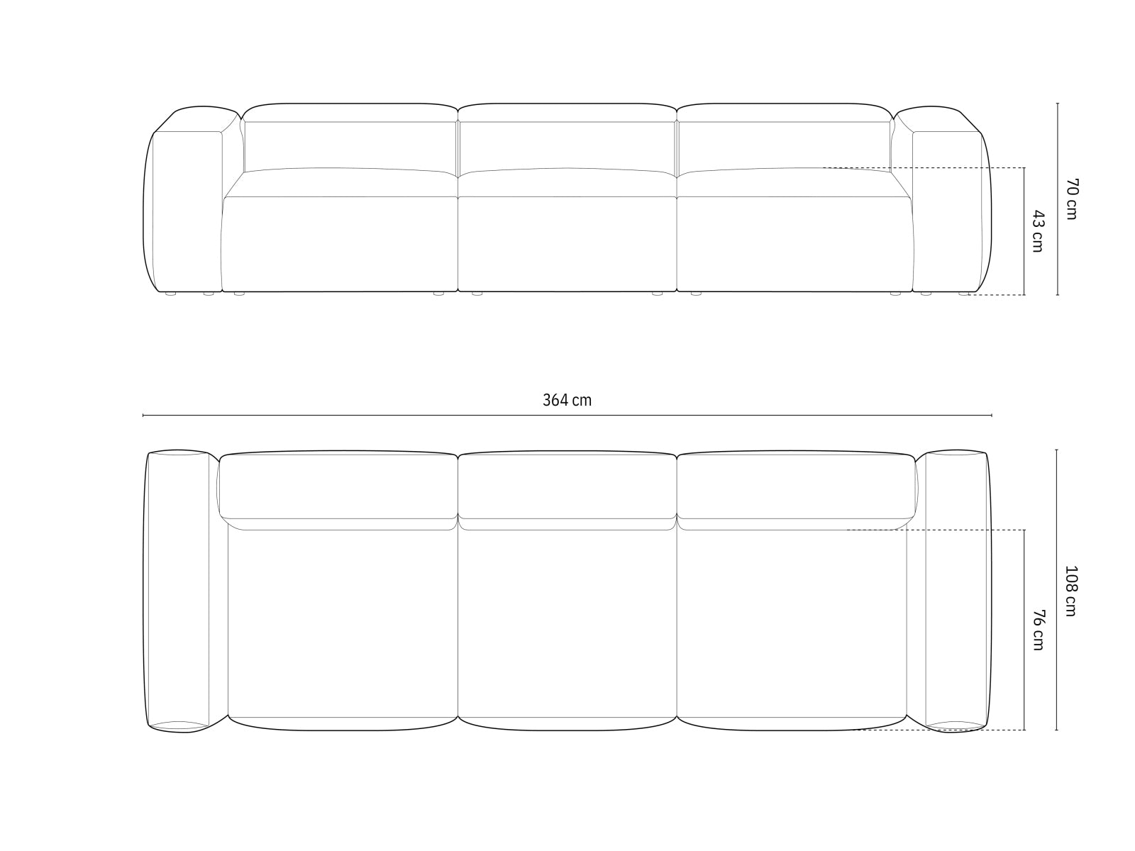 Bergamo — Sofa (364x108x70 cm)