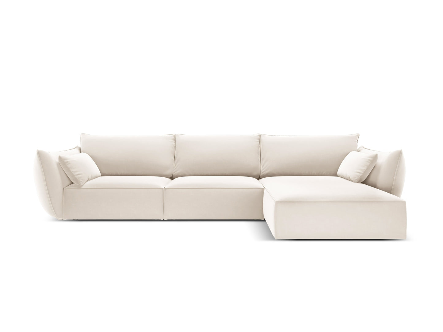 Kaelle — Corner Sofa Light Beige (Bluvel 22) Black Plastic Right