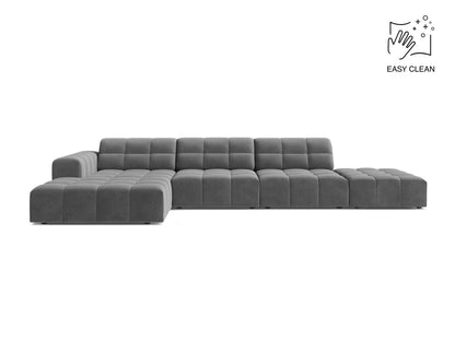Jennifer — Corner Sofa Light Grey (Venus 2929) Black Plastic Left