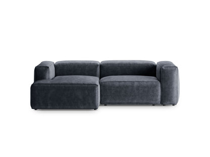 Bergamo — Corner Sofa Muted Blue (Perla 45) Black Plastic Left
